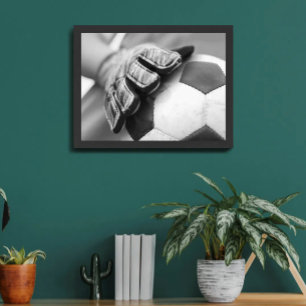 Poster Gants de gardien de but de football noir et blanc