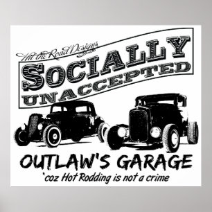 Poster Garage de hors-la-loi. Hot Rods socialement inacce