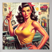 Poster Garage Mécanique Pin-up (Devant)