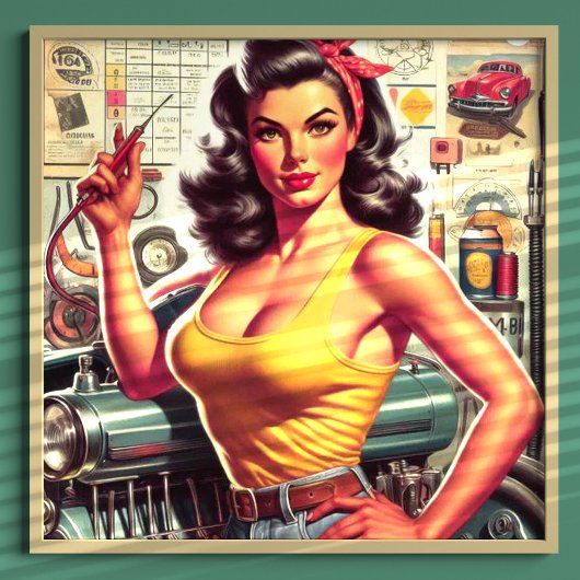 Poster Garage Mécanique Pin-up