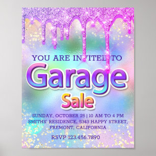 Poster Garage Vente Parties scintillant Drives Holographi