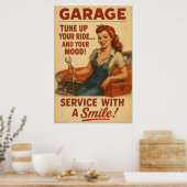 Poster Garage vintage Girl Art (Cuisine)