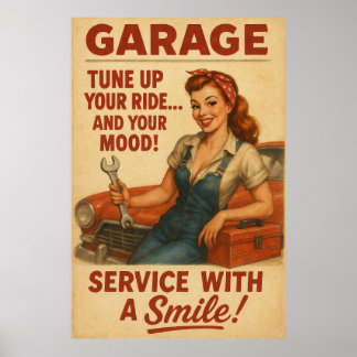 Poster Garage vintage Girl Art