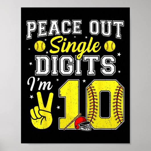 Poster Garçon 10 ans Softll Peace Out Chiffres simples 1 (Devant)