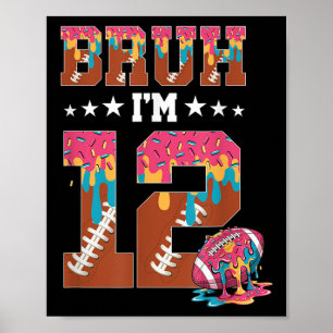 Poster Garçon 12 ans Anniversaire Football Crème Glacée D