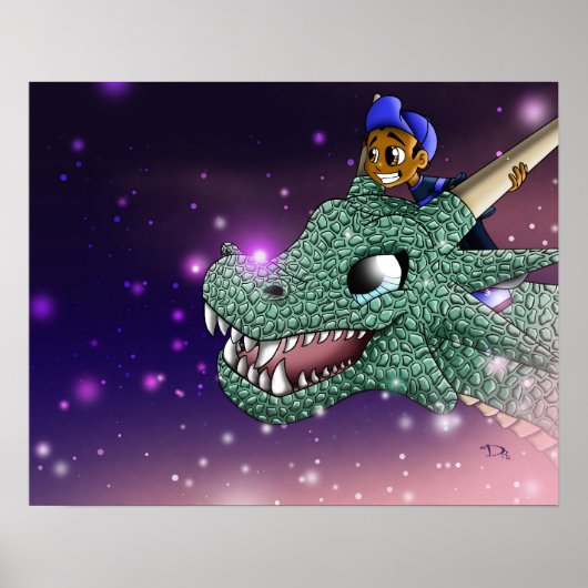 Poster Garçon Afro-Américain et Dragon (Devant)