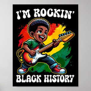 Poster Garçon Afro Noir Je Fais Rock Ce Mois de l'Histoir