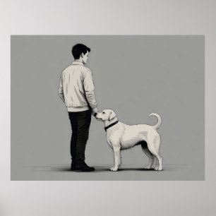 Poster Garçon avec art chien