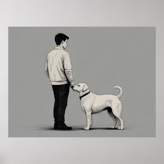 Poster Garçon avec art chien (Devant)