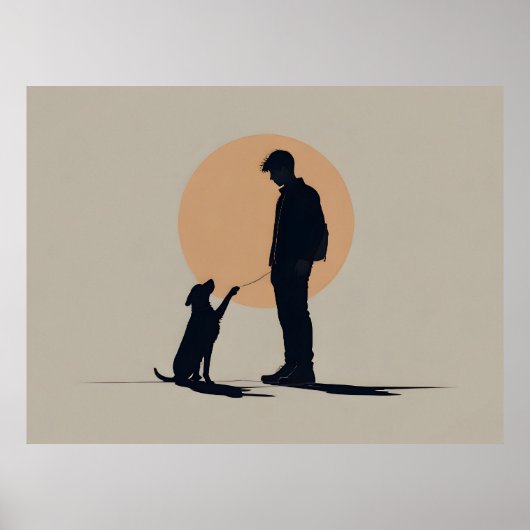 Poster Garçon avec art chien (Devant)