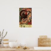 Poster Garçon avec bras autour d'une Turquie (Cuisine)