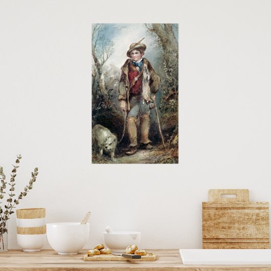 Poster Garçon avec lapins (Cuisine)