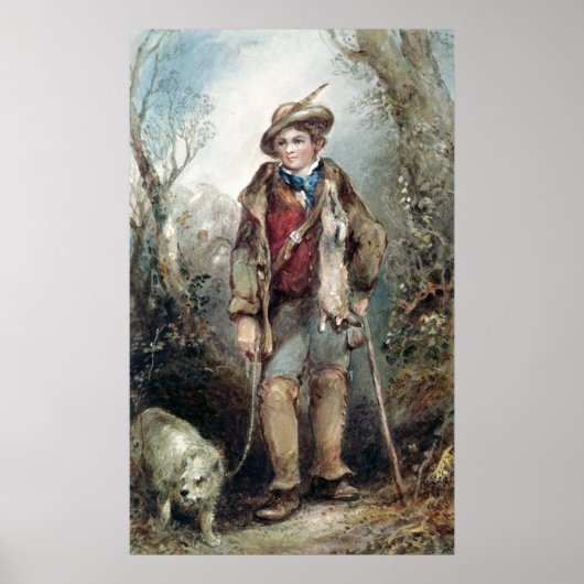 Poster Garçon avec lapins (Devant)