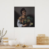 Poster Garçon avec un panier de fruits (Cuisine)