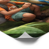 Poster Garçon aventureux et dinosaure amical (Coin)