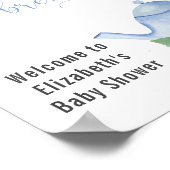 Poster Garçon Baby shower Bleu théière et fleurs Accueil (Coin)