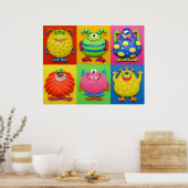 Poster Garçon Baby Shower Nursery Monstres (Cuisine)