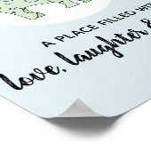 Poster Garçon Bébé Doodle Dinosaure Vert et Prénom Nurser (Coin)