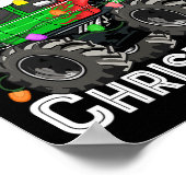 Poster Garçon camion monstre Joyeux Noël Chapeau de Père  (Coin)