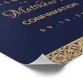 Poster Garçon Confirmation Bleu Marine Roses Dorées Bienv (Coin)