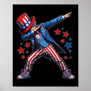 Poster Garçon cool dabbing 4 juillet drapeau américain Ét