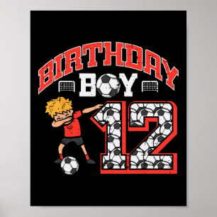Poster Garçon d'anniversaire 12 Football Dab 12 ans Fête