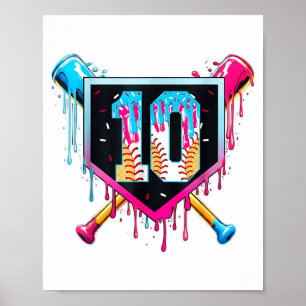 Poster Garçon de 10 ans baseball glace dégoulinante 10ème