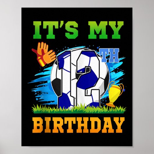 Poster Garçon de 12 ans C'est mon 12e anniversaire Thème (Devant)