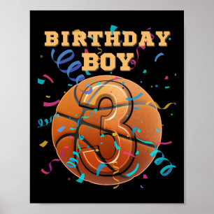 Poster Garçon de 3 ans, troisième anniversaire Joueurs de