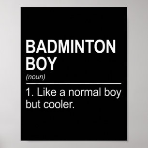 Poster Garçon de badminton Nom Définition Volant Badminto