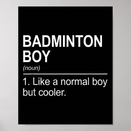 Poster Garçon de badminton Nom Définition Volant Badminto (Devant)