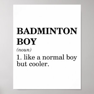 Poster Garçon de badminton Nom Définition Volant Badminto