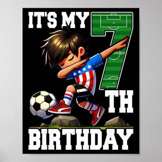 Poster Garçon de football C'est mon 7e anniversaire Drape (Devant)
