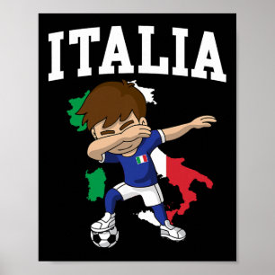 Poster Garçon de football italien Italie Drapeau Carte Sp