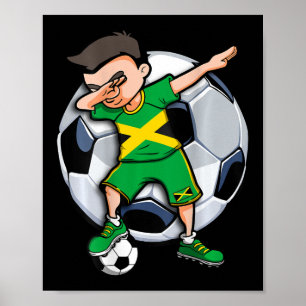 Poster Garçon de football qui fait du dabbing Jamaïque Su