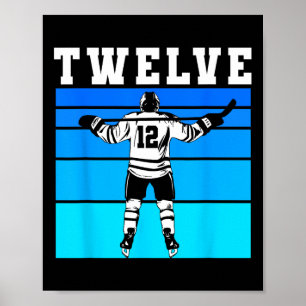 Poster Garçon de hockey 12e anniversaire Douze Hockey sur