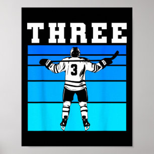 Poster Garçon de hockey 3e anniversaire Trois anniversair