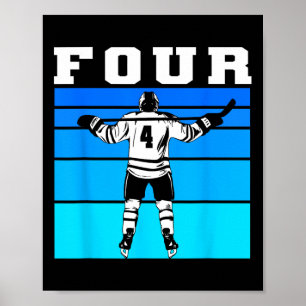 Poster Garçon de hockey 4e anniversaire Quatre anniversai