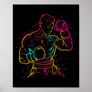 Poster Garçon de kickboxing dessinant un kickboxeur des a