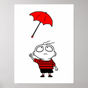 Poster Garçon de parapluie