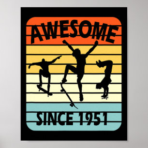 Poster Garçon de skateboard de 70 ans incroyable depuis 1