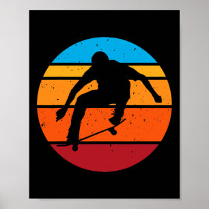 Poster Garçon de skateboard Trick Rétro Skateur
