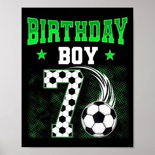 Poster Garçon drôle de 7 ans Anniversaire Thème de foot P (Devant)