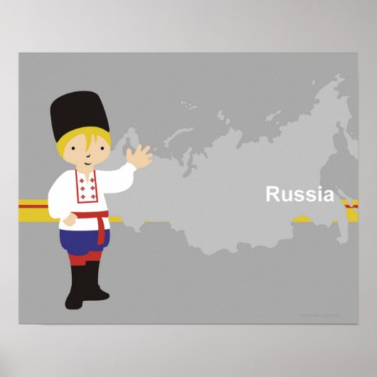 Poster Garçon en vêtements russes traditionnels devant (Devant)