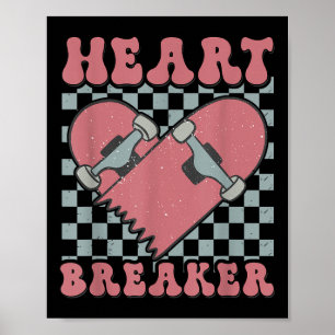 Poster Garçon Enfants Valentines Coeur brise-coeur Skateb