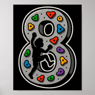 Poster Garçon Fille Escalade 8e Anniversaire Mur de Roche