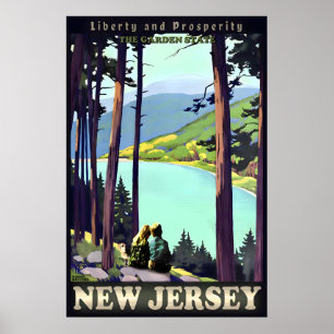 Poster Garçon Fille et Chien de l'affiche de voyage du Ne