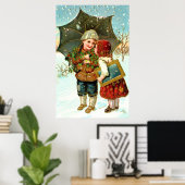 Poster Garçon, fille et parapluie (Bureau à domicile)