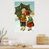 Poster Garçon, fille et parapluie (Cuisine)