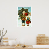 Poster Garçon, fille et parapluie (Cuisine)